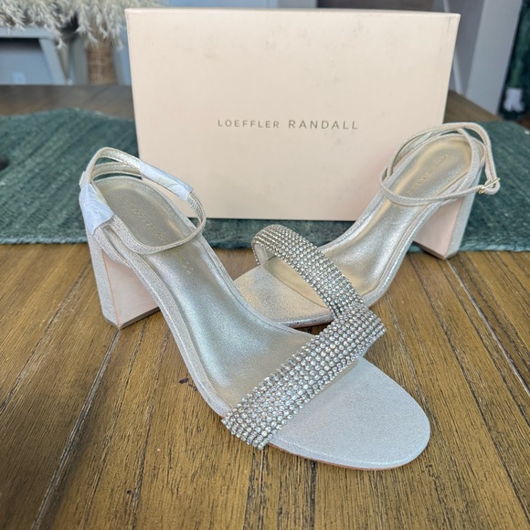Loeffler Randall Silver and Cream Heels - Picture 1 of 13